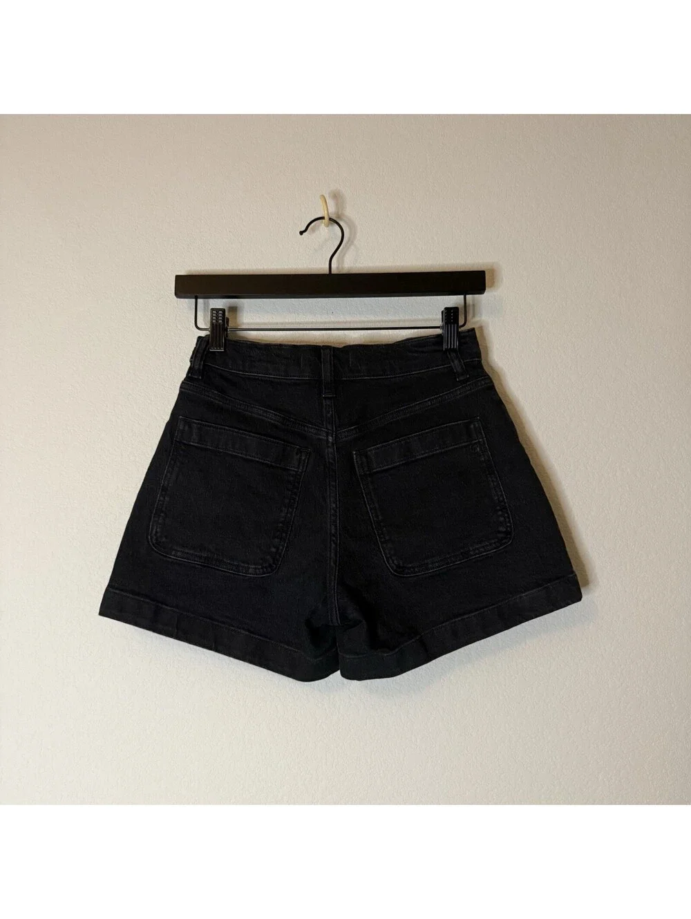 Madewell Women’s High-Rise Sailor Shorts Size 24 Black Denim Stretch